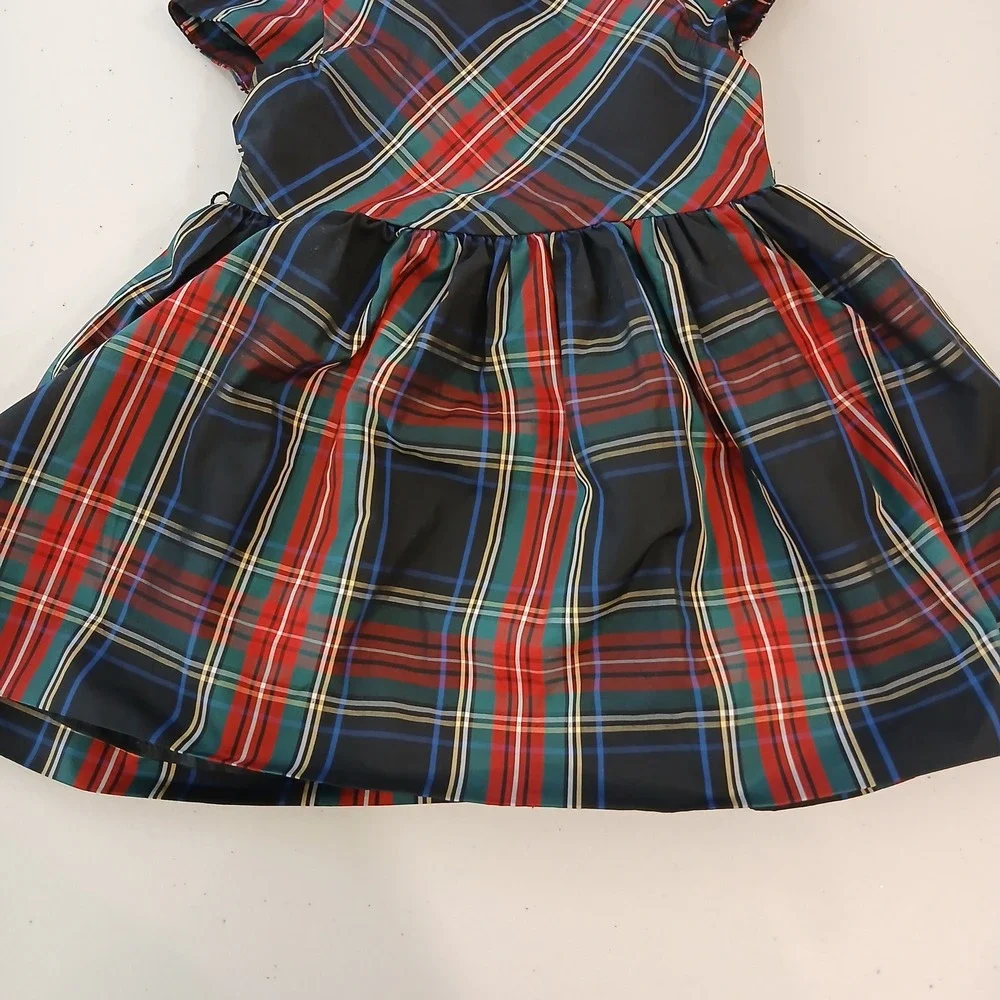 Ralph Lauren Dress Baby 6M Navy Red Plaid Tartan Fit Flare Holiday Preppy